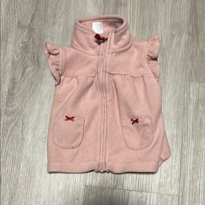4 for $20 Pink Fleece Vest with Red Bow Accents